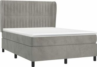 vidaXL Vidaxl - Cama Box Spring Con Colch&oacute;n Terciopelo Gris Claro 140x200 Cm