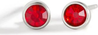 Mint & Lily Birthstone Bezel Studs in Silver /January Garnet at Nordstrom