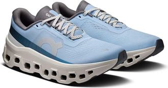 On Womens Cloudmonster 1 Sneakers, Cerulean/Ice, 8.5