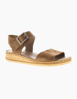 Hush Puppies Womens Hush Puppies Womens Sandals Ellie Nubuck Wide Fit Leather Buckle mushroom UK Siz - Grey - Size: 8