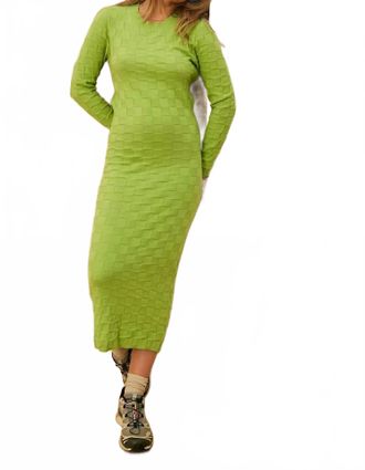 Another Girl Open Back Check Midi Dress In Green