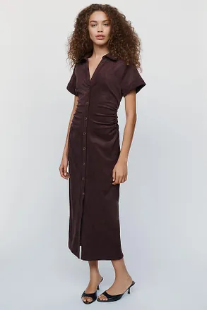 Pilcro Greer Faux Suede Midi Shirtdress