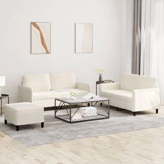 vidaXL Juego De Sof&aacute;s 3 Piezas Terciopelo Crema Vidaxl