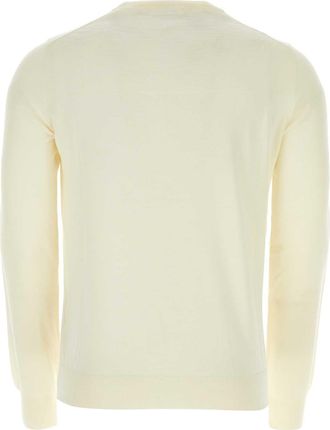 Jil Sander Mens Virgin Wool Crew-Neck Sweater Ivory