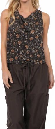 Sadie & Sage Timeless Cowlneck Sleeveless Top In Black Multi