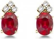 Allurez Oval Ruby and Diamond Stud Earrings 14k Yellow Gold (1.24ct)