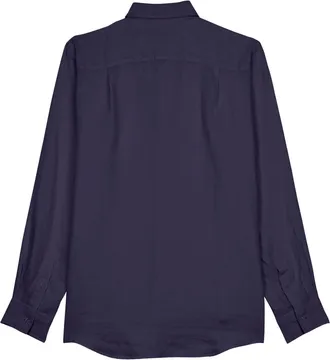 Vilebrequin Mens Navy Blue Linen Shirt With Embroidery