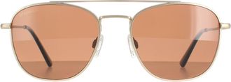 Serengeti Eyewear Aviator Unisex Matte Light Gold Polarized Drivers Brown Carroll Metal (archived) - One Size