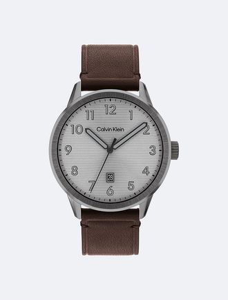 Calvin Klein Mens Pilot Textured Dial Watch - Brown - OS