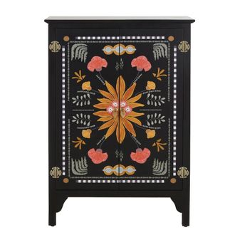 Maisons du monde Aparador negro con 2 puertas y motivo decorativo