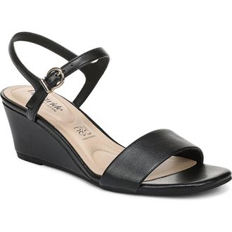 Life Stride Sawyer Slingback Wedge Sandal in Black at Nordstrom, Size 9.5