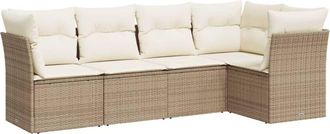 vidaXL Vidaxl - Juego De Sof&aacute;s Jard&iacute;n Con Cojines 5 Pzas Rat&aacute;n Sint&eacute;tico Beige