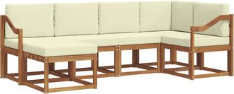 vidaXL Conjunto De Sof&aacute;s De Exterior 6 Uds. Natural Y Crema Vidaxl