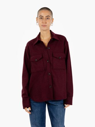 Xacus Giacca camicia Charlie in misto lana bordeaux