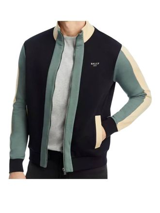 Bally Mens Organic Cotton Track Jacket In Black & Sage