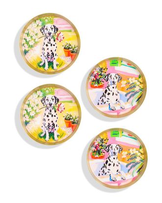 Tiramisu Sunlit Dalmatian Garden Gold Foil Coaster Set