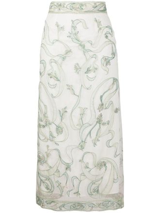 Pucci Evoluzioni embroidered organza skirt - women - Silk - 38 - White