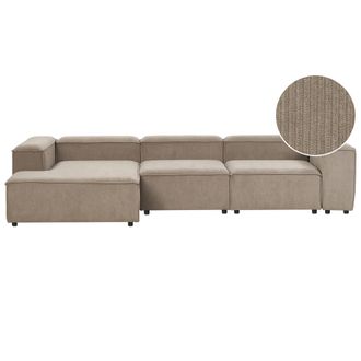Beliani Beliani - Sof&aacute; Modular 4 Plazas Moderno Patas Negras Tapizado Pana Gris Pardo Derecho Ardal