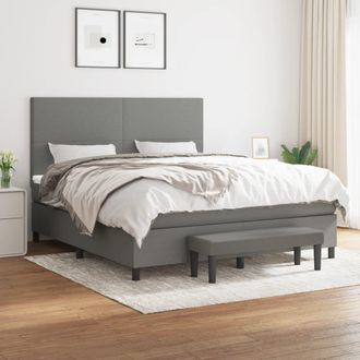 vidaXL Vidaxl - Cama Box Spring Con Colch&oacute;n Tela Gris Oscuro 180x200 Cm