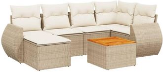 vidaXL Vidaxl - Set Sof&aacute;s De Jard&iacute;n 7 Piezas Y Cojines Rat&aacute;n Sint&eacute;tico Beige