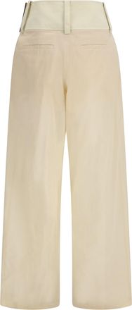 Sportmax Womens Ferito Pants Ecru Cotton Trousers