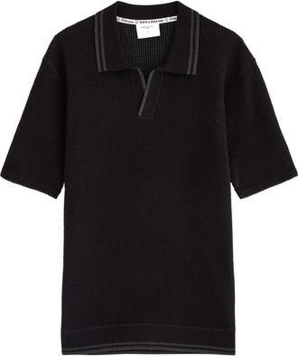 Percival Cassette Waffle-knit Cotton Polo Shirt - Black - XL