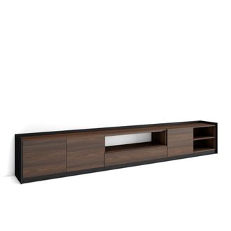 Skraut Home Mueble tv efecto madera roble oscuro y negro 310x37x50cm