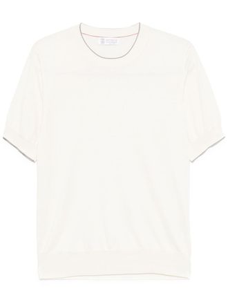 Brunello Cucinelli fine-knit T-shirt - men - Cotton - 54 - Neutrals