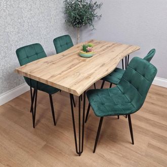 Kosy Koala Dining Table Set & 4 Green Velvet Chairs Kitchen Home Furniture