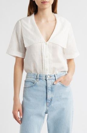 Frame Denim The Sailor Button-Up Top in White at Nordstrom Rack, Size Large