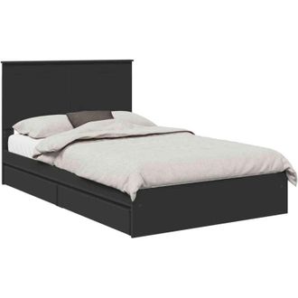 vidaXL Storage Bed with Headboard Black 120 x 200 cm Engineered Wood vidaXL