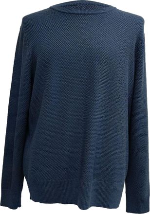 Sandro Sandro Knitted Crewneck Sweater in Navy Blue Wool