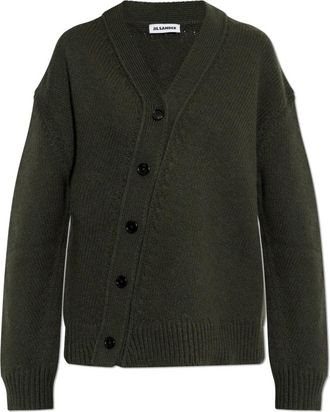 Jil Sander Wol Cardigan - Dames - Vesten - Groen - XL - Wol - Truien & Vesten