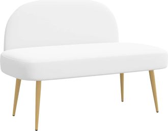 vidaXL Banco Tapizado Con Respaldo Blanco 110 X 60 X 76 Cm Vidaxl