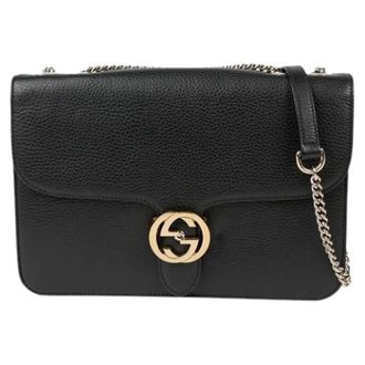 Gucci Pre-owned Shoulder Bags, female, Black, Size: ONE SIZE Pre-owned Interlocking Medium Shoulder Bag