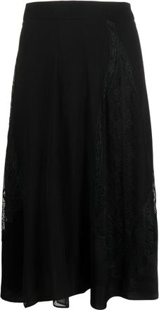 Alberta Ferretti lace-insert detail skirt - women - Silk/Acetate/Spandex/Elastane/Polyamide/Silk - 40 - Black