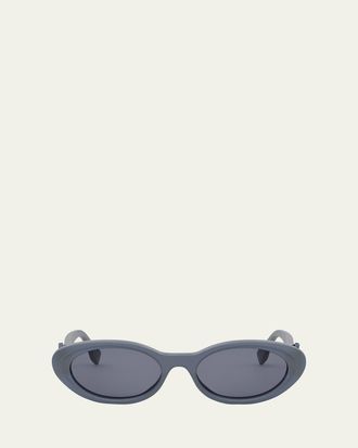 Fendi Diamond Black Acetate Oval Sunglasses