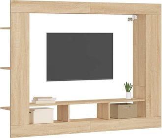 Berkfield Home TV Cabinet Sonoma Oak 152x22x113 cm Engineered Wood in Light Brown | Size: 152 x 22 x 113 cm