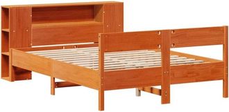 vidaXL Bookcase Bed without Mattress Wax Brown 140x190cm Solid Wood Pine Vidaxl