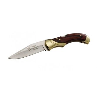 OEM Navaja Muela Serie Gl Gl-10r, Hoja De 9,5 Cm, Cachas De Madera Prensada Coral Y Lat&oacute;n, Con Bloqueo, 190 Gr De Peso + Tarjeta Multiusos De Regalo