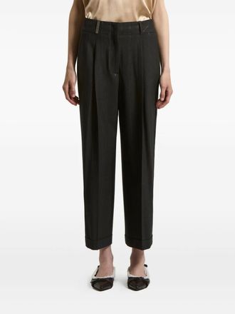 PESERICO stripe-detail pleated-details trousers - women - Fabric - 46 - Black