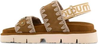 Mou Sandaal met logo-applicatie - Dames - Sandalen - Bruin - 36 EU - Leer - Schoenen