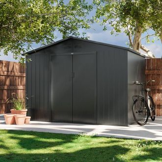 Sweeek Metal Garden Shed 5.29m&sup2; With Anchoring Kit in Grey