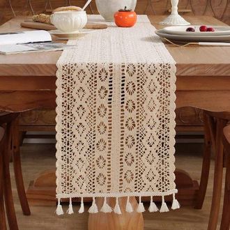 OEM Camino De Mesa, Camino De Mesa De Algod&oacute;n Estilo Bohemio, Con Borlas, Adecuado Para Bodas, Despedidas De Soltera Y Otras Ocasiones, 30x180 Cm