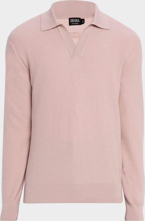 Ermenegildo Zegna Mens Oasi Cashmere Johnny Collar Polo Sweater