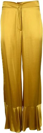L'autre Chose Zijden Broek - Dames - Wijde Broeken - Geel - XS - Broeken