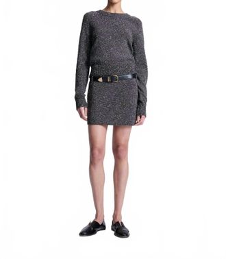 A.L.C. Stella Boucle Tweed Mini Skirt In Charcoal / Dark Brown