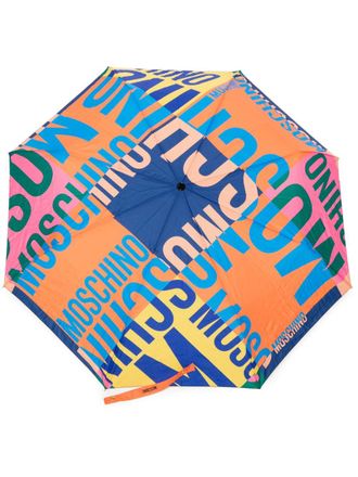 Moschino Paraplu met logoprint - Blauw