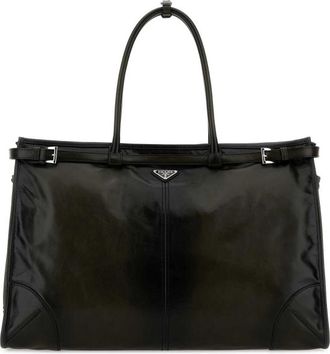 Prada Dark Green Leather Prada Bonnie Shopping Bag