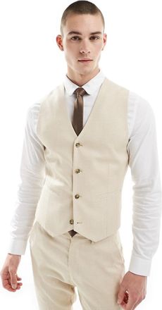 Asos wedding skinny suit waistcoat in stone-White